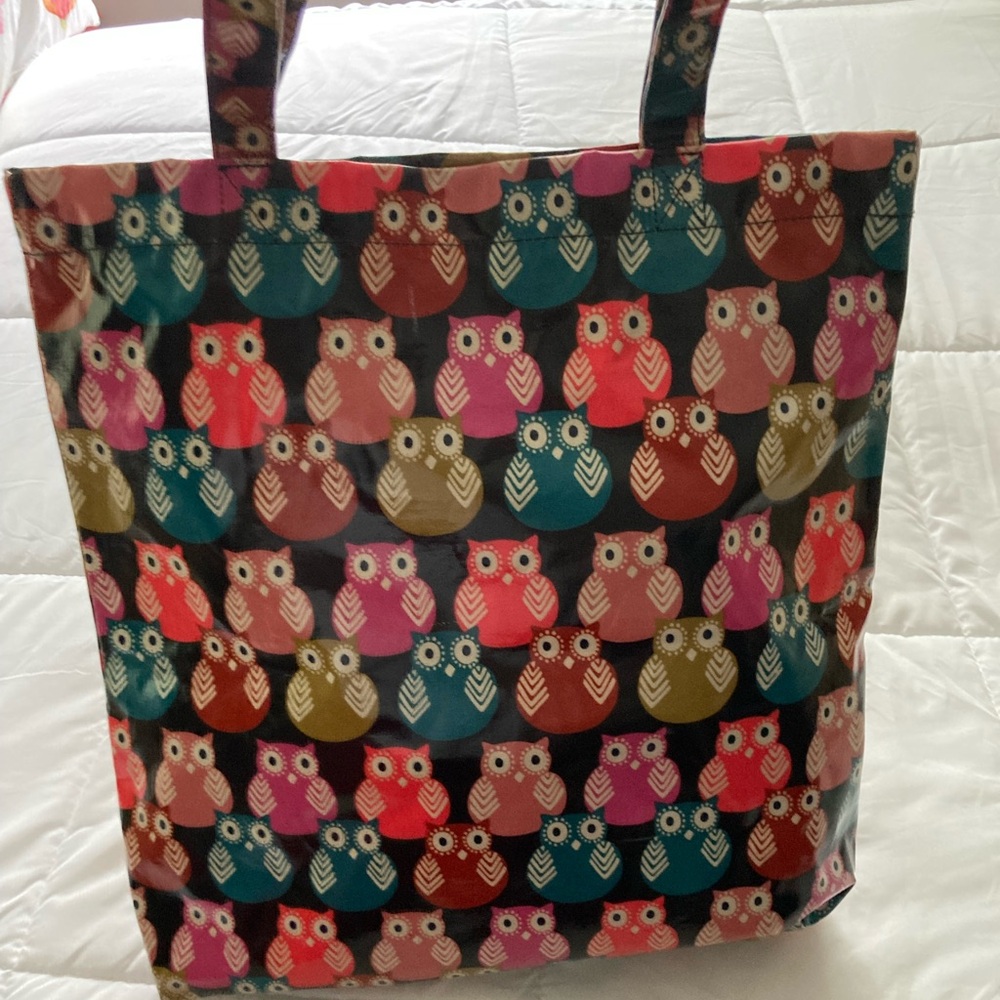 Accessorize Red and Pink Owl Print Tote Bag